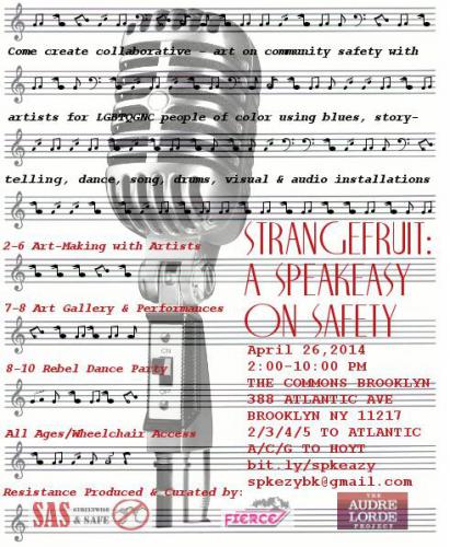  microphone and sheet music with description of event, and FIERCE, Streetwise and Safe, and ALP Logos