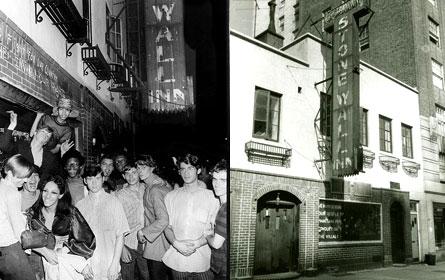 Image from Gotham Gazette. Stonewall before and after the riots. In the right photo, the message in the window reads: 'We homosexuals plead with our people to please help maintain peaceful and quiet conduct on the streets of the Village.'